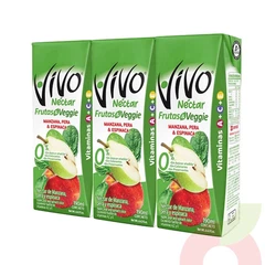 Pack Veggie Manzana Pera y Espinaca Vivo 190Ml 3 Unidades