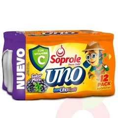 Uno Pack 12 Botellitas Sabor Mora Soprole 960Ml