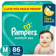 Pañales Pampers Confort Sec M 86 Unidades 
