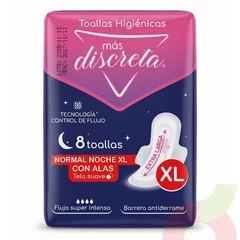 Toallas H. XL Con Alas Noche Más Discreta 8 Unidades