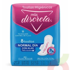Toallas Higiénicas Normal Con Alas Más Discreta 8 Unidades