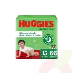 Pañales Huggies Active Sec G 66 Unidades