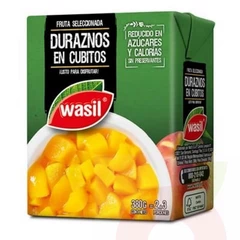 Durazno en Cubitos Tetra Pack Wasil 380Gr
