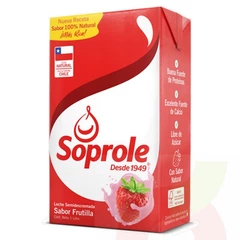 Leche Semidescremada Frutilla Soprole 1Lt