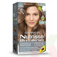 Tintura Pelo Nutrisse Ultra Cobertura 71 Rubio Cenizo Profundo Garnier