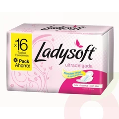 Toallitas Higiénicas Ultradelgada Ultraseca Microceldas con Gel Ladysoft 16 Unidades