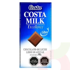 Chocolate sin Azúcar Costa Milk 80Gr 