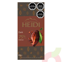 Chocolate Dark Intense 75% Cacao Heidi 80Gr