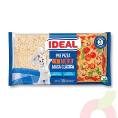 Pre Pizza 1 Metro Masa Clásica Ideal 750Gr 3 Unidades