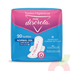 Toallas Higiénicas Normal Con Alas Más Discreta 20 Unidades