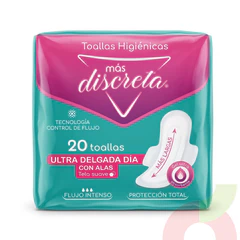 Toallas H. Ultra Delgada Con Alas Más Discreta 20 Unidades