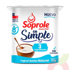 Yoghurt Batido Natural Simple Soprole 120Gr