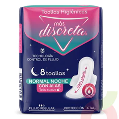 Toallas H. Normal Con Alas Noche Más Discreta 8 Unidades