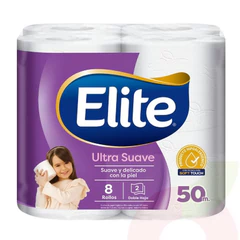 Papel Higiénico Doble Hoja Elite 50Mt 8 Unidades