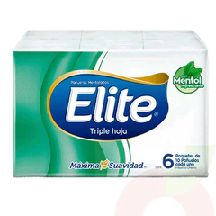 Pañuelo Mentolado Triple Hoja Elite 6 Paquetes 10 Unidades