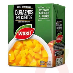 Durazno en Cubitos Tetra Pack Wasil 380Gr