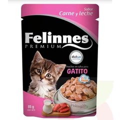 Trocitos en Salsa Sabor Carne Y Leche Premium Felinnes 85Gr