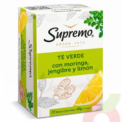 Té Verde Moringa, Jengibre & Limón Supremo 40Gr 20 Unidades