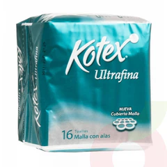 Toallitas Higiénicas Ultrafina Cubierta Malla Kotex 16 Unidades