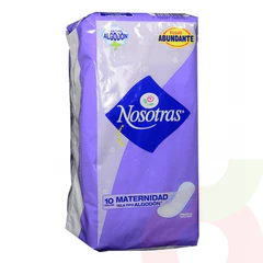Toallitas Higiénicas Maternidad Algodón Nosotras 10 Unidades