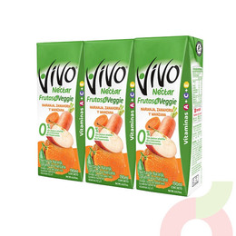 Pack Veggie Naranja Zanahoria Manzana Vivo 190Ml 3 Unidades
