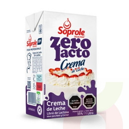 Crema Para Batir Sin Lactosa Soprole  1Lt 