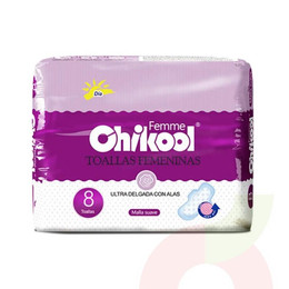 Toallitas Higiénicas Ultradelgadas Suave Día Chikool 8 Unidades