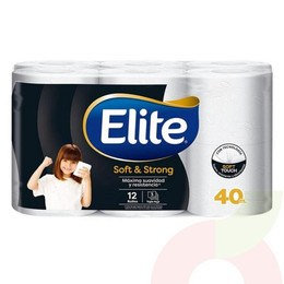 Papel Higiénico Máxima Suavidad Elite 12 Rollos 40Mt