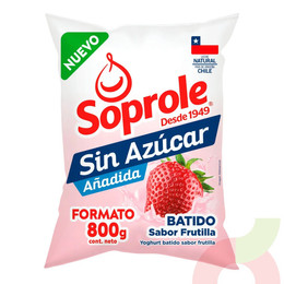 Yogurt Batido Frutilla Sin Azúcar Soprole 800Gr