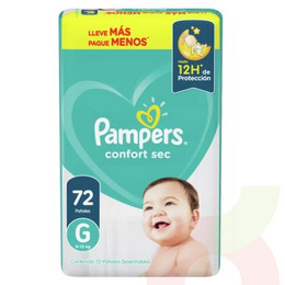 Pañal Pampers Comfort Sec G 72 Unidades