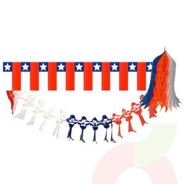 Set Bandera Plástica  Adorno y Guirnalda Fiestas Patrias