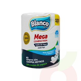 Toalla Papel Mega Doble Hoja Blanco del Sur 100Mt 
