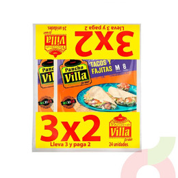 Tortillas Tacos y Fajitas M 3x2 Pancho Villa 600Gr 24 Unidades