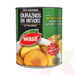 Durazno Mitades en Almibar Wasil 820Gr