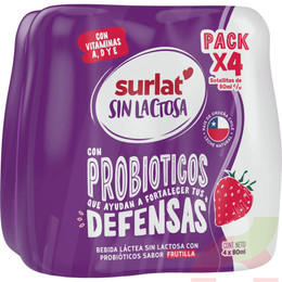Probiotico Pack 4 Unidades Frutilla Surlat 320 ML
