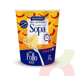 Sopa Instantánea Pollo Picante Traverso 65Gr