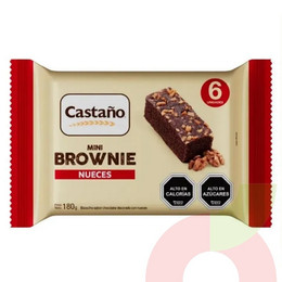 Mini Brownie con Nueces Castaño 180Gr 6 Unidades