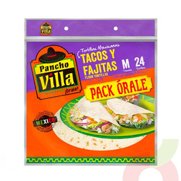 Tortillas Tacos y Fajitas Pack Órale M Pancho Villa 600Gr 24 Unidades