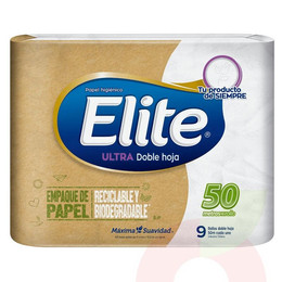 Papel Higiénico Ultra Doble hoja Elite 50Mt 9 Unidades