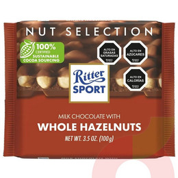 Chocolate de Leche Ritter Sport Con Avellanas Enteras 100gr