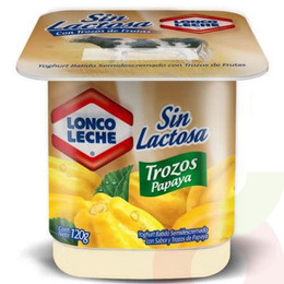 Yogurt Sin Lactosa con Trozos Papaya Loncoleche 120Gr
