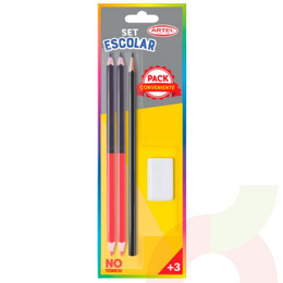 Blister Lapiz Grafito Hexa+2Bi+Goma-Artel