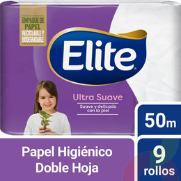 Papel Higiénico Ultra Doble hoja Elite 50Mt 9 Unidades