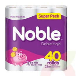 Papel Higiénico Doble Hoja Noble 22Mt 40 Unidades