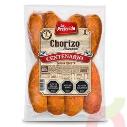Chorizo Artesanal Centenario La Preferida 400Gr 8 Unidades