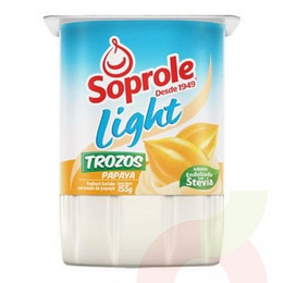 Yoghurt Light Trozos De Papaya Soprole 155Gr