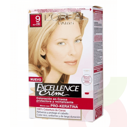 Tintura Pelo Excellence Creme 9 Pro-Keratina Rubio Muy Claro L´oréal