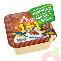 Yoghurt 1+1 con Choco Krispis Soprole 140Gr