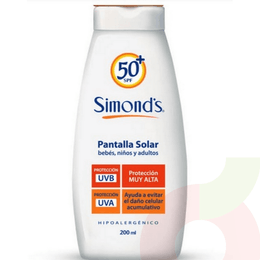 Pantalla Solar 50SPF Protección Muy Alta Simonds 200Ml