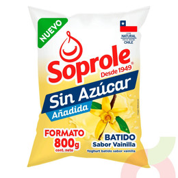 Yogurt Batido Vainilla Sin Azúcar Soprole 800Gr